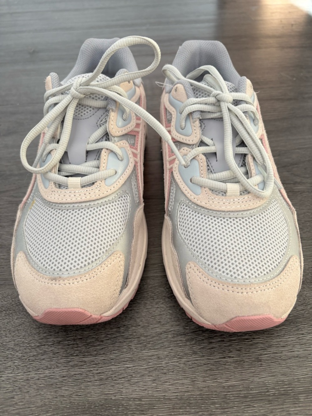 Asics Kids Light Gray and Pink Sneakers